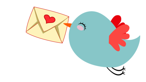 Briefe schreiben Vogel mit einem Brief im Schnabel