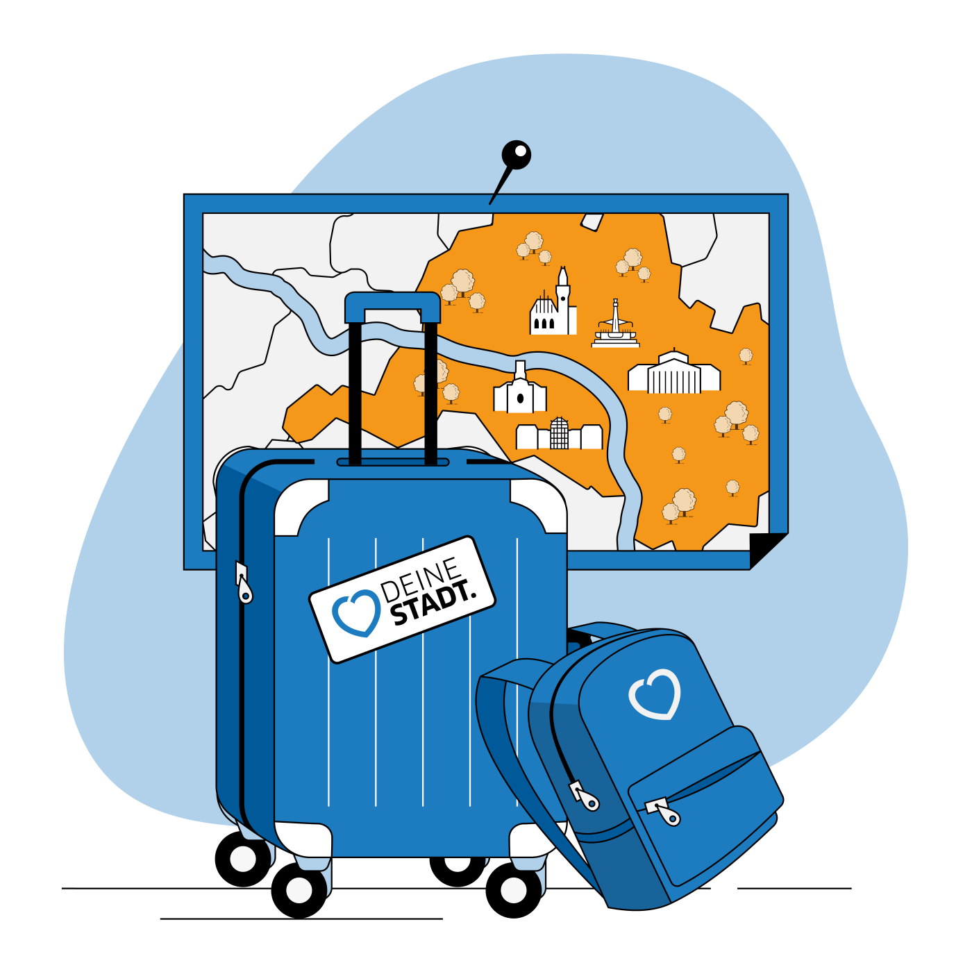 Illustration Koffer und Tasche